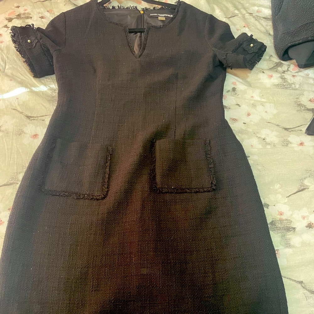 Tweed Karl Lagerfeld Dress with pearls and pockets